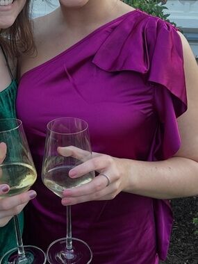 One Shoulder Bright Cocktail Dress